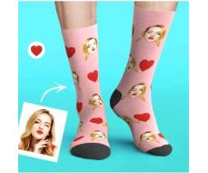 Носки для лица на заказ — персонализированные носки Love Heart Crew с вашей фотографией | Смешные носки с красочными фотографиями по индивидуальному заказу — подарки для пар, мужчин, женщин | Изготовленные на заказ Рождество, День святого Валентина, подар