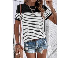 SHEIN LUNE Striped Print Tee SKU: sz2304246435567444