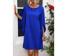 SHEIN Clasi Solid Color Cape Sleeves Dress SKU: sz2311104162249030