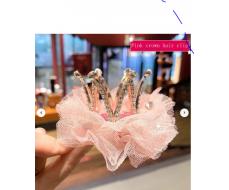 1PC Children's mesh flower birthday crown bobby pin, hair accessories SKU: sk2307054988837354