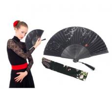 1pc Chinese Style Folding Dance Fan, Women Summer Vintage Retro Cloth Folding Fan, Ancient Oriental Style SKU: sh2408042341744347