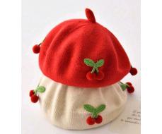 1 шт Cherry Fruit Beret Hat, Autumn Knitted Beanie, Children Party Photo Prop