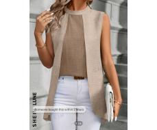 SHEIN LUNE Solid Asymmetrical Hem Sleeveless Blouse For Dailywear