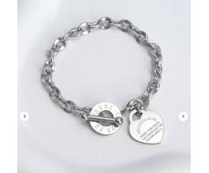 1pc Stainless Steel Heart & Alphabet Charm Toggle Closure Women's Fashion Bracelet SKU: sj2307040128143199