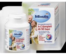 Mivolis A-Z Komplett ab 50 Tabletten Дас Гезунде Плюс, Комплексные витамины против старения От А до Z Komplett, для людей старше 50 лет, 100 шт