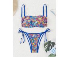 SHEIN Swim Women's Sexy Flower Printed Swimsuit Set Carnival SKU: sz2311110278907771