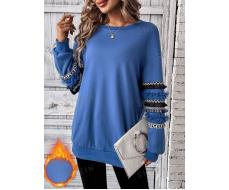 SHEIN Frenchy Women's Mesh Splice Drop Shoulder Fleece Sweatshirt SKU: sz2311156323521193