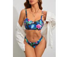 SHEIN Swim Women's Floral Print Bikini Set Carnival SKU: sz2311209497865771