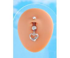 1pc Fashionable Charm Exquisite Stainless Steel Heart-Shaped Decorated Navel Ring For Women And Girls, Suitable For Beach Vacations, Dates, Parties, Daily Wear Or As A Gift SKU: sj2404102166117702