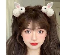 2 шт Women's Hair Accessories Cute Plush Ball Rabbit Alligator Hair Clip Girl's Hair Clip SKU: sc2312115505244201