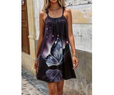 SHEIN LUNE Women Simple Butterfly Printed Spaghetti Strap Dress