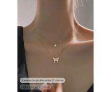 Колье 1pc Rhinestone Butterfly Double Layered Women's Necklace