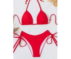 SHEIN Swim Women's Back Cross Strap Side Ruffle Bikini Set SKU: sz2312070562780160