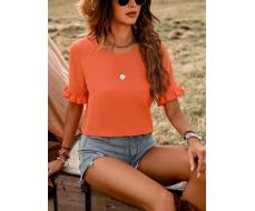 SHEIN VCAY Women's Orange Back Split Shirt