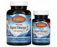 Carlson Labs, Wild Caught Super Omega-3 Gems, высокоэффективная омега-3 из морской рыбы, 600 мг, 100 плюс 30 капсул