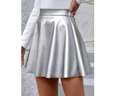 SHEIN Essnce Metallic Pu Skirt SKU: sz2311211147166612