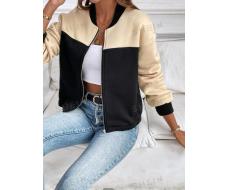 SHEIN Privé Women's Colorblock Drop Shoulder Loose Casual Baseball Jacket, Spring & Autumn