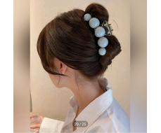 1pc Women's Elegant & Fashionable Oversized Acrylic Hair Claw With Apricot-Colored Double-Sided Faux Pearls, Suitable For Daily Wear, Dates And Vacations