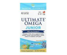 Нордик Натуралс Ultimate Omega Junior, для детей от 6 до 12 лет, со вкусом клубники, 340 мг, 90 мини-капсул