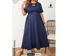 SHEIN Mulvari Plus Size Women's Solid Color Simple Daily Dress