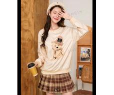 Women's Casual Cartoon Printed Round Neck Pullover Long Sleeve Sweatshirt