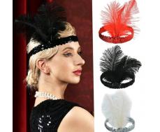 1 шт 1pc Women's 1920s Vintage Feather Headband Hair Accessory For Singles Party, Masquerade, Festival Party, Bridal Wedding Clothing Accessories