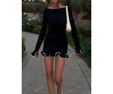 Women Fashion Long Sleeves Ruffle Bodycon Dress Elegant Sexy Fall Winter Party Vacation Daily Outfit SKU: sz2408206992096358