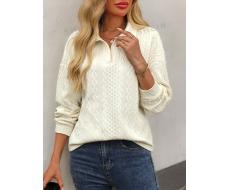 SHEIN LUNE LUNE Knitted Jacquard Turn-Down Collar Long Sleeve Women's Sweatshirt SKU: sz2406180046310011