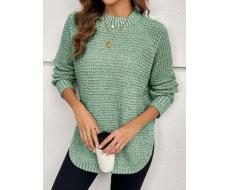 Women Casual Solid Color Raglan Sleeve Loose Pullover Sweater SKU: sz2408283238312877