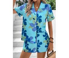 КОМПЛЕКТ  SHEIN VCAY Women Holiday Casual Flower Printed Suit Collar Short Sleeve Shirt And Shorts Two-Piece Set SKU: sz2403075875735365