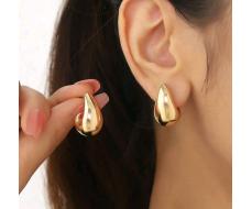 European & American Style Glowing Hollow Out Punk Style Comma & Teardrop Shaped Zinc Alloy Earrings, Shallow Gold, For Women, Trendy, Vintage, Influencer Style, Unique, Everyday Wear