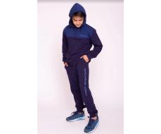 02949_BAT Костюм спортивный (пуловер+брюки) с капюшоном, синий