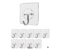 10 шт 10pcs Adhesive Hooks Kitchen Wall Hooks, Nail Free Sticky Hangers With Stainless Hooks, Heavy Duty Hooks For Hanging Towel Clothing Cup Hook, Bathroom Accessories Versatile Super-Stick Hooks - Waterproof, No-Damage Installation For Bathroom & Be