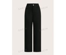 SHEIN Clasi Women's Casual All-Match Black Straight Leg Pants SKU: sz2407132627709567