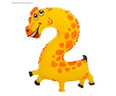 Шар полиэтиленовый "Двойка" жираф