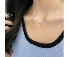 1pc Bowknot Shaped Crystal Inlaid Necklace For Women, Korean Style Clavicle Chain Trendy Ins Necklace, Minimalist And Minimalist Style