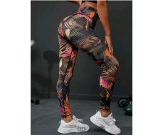 Yoga Floral Allover Print Yoga Leggings Seamless Wide Waistband Active Tights