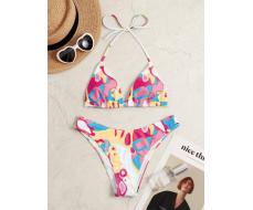 Color Block Halter Triangle Bikini Swimsuit SKU: swswim25210508323