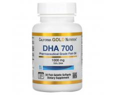 California Gold Nutrition, DHA 700, рыбий жир фармацевтической степени чистоты, 1000 мг, 30 рыбно-желатиновых капсул Произведено California Gold Nutrition