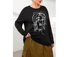 Женская футболка с длинным рукавом SHEIN Essnce большого размера, черная с рисунком граффити АРТИКУЛ: sz2311130192226684