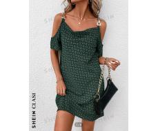 SHEIN Clasi Women Holiday Geometric Printed Loose A-Line Dress