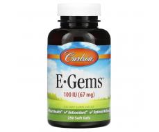 Carlson, E-Gems, 67 мг (100 МЕ), 250 капсул