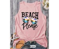 SHEIN LUNE Women's Sunglasses & Palm Tree Print Tank Top For Summer