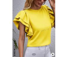 SHEIN Clasi Butterfly Sleeve Solid Top