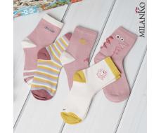 9-12 лет MILANKO Детские хлопковые носки "розовый дино" MilanKo D-222