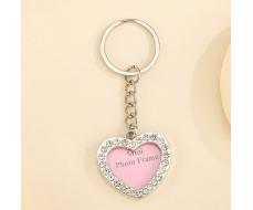 1pc Zinc Alloy Keychain With Diamond-decorated Heart Shaped Pendant, Photo Frame Design For Family/couples/personal Picture, Perfect For Bag/car Key Chain Decoration And Daily Use SKU: sc2310246514429881