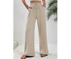 SHEIN LUNE Drawstring Waist Slant Pocket Wide Leg Pants SKU: sz2307081859818986