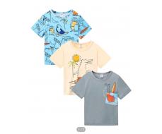 3 шт 3pcs Toddler Boys' Dinosaur & Skateboard Printed T-Shirts Set