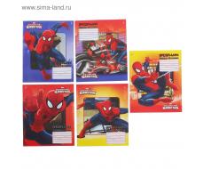 Тетрадь 12 листов клетка Marvel "Человек-паук", бумажная обложка, 5 видов МИКС