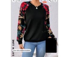 SHEIN LUNE Floral Print Raglan Sleeve Sweatshirt